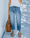 Gerade jeans mit distressed details - blaue damenjeans