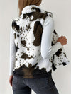 Weicher fleece-vest für damen – stylishes cow-print layering-stück