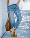 Gerade jeans mit distressed details - blaue damenjeans