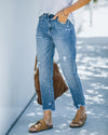 Gerade jeans mit distressed details - blaue damenjeans