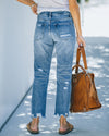 Gerade jeans mit distressed details - blaue damenjeans