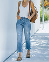 Gerade jeans mit distressed details - blaue damenjeans