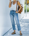 Gerade jeans mit distressed details - blaue damenjeans