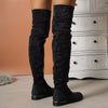 Overkneestiefel - trendige damenstiefel im wildleder-look