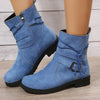 Ankelstiefel - stylische wildleder damenstiefel mit reissverschluss und schnallen-details