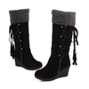 Knielange wedge-stiefel - kuschelige winter-schuhe für damen