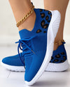 Atmungsaktive sportschuhe - stylische damen sneakers mit leopardenmuster