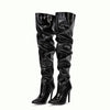 Lange stiefel - stylische damen faux-latex absatzschuhe