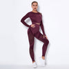 2-teiliges Nahtloses sportset für damen – langärmliges top und high-waist leggings für yoga und fitness