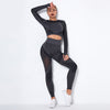 2-teiliges Nahtloses sportset für damen – langärmliges top und high-waist leggings für yoga und fitness