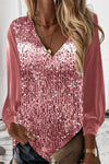 Glitzer bluse - elegante langarm damenoberteil