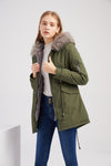 Parka mit kapuze und kunstfell - warme winterjacke für damen