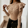 Langarm damenbluse - elegante bluse mit spitzen-details