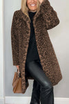 Leopardenmuster kunstfellmantel - stylische damen winterjacke