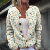 Blumenmuster cardigan - gestrickte damenjacke mit knöpfen