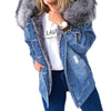 Denim parka - stylische damenjacke mit kunstfellkapuze