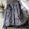 Jeansjacke - damen wintermantel mit kunstfellfutter