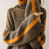 Melierte gestrickte Rollkragenpullover – Stilvolle Damenpullover in Braun und Orange