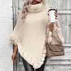 Gstrickter Poncho mit weicher Webstruktur – Stilvoller Damenponcho mit Kragen und Kunstfell