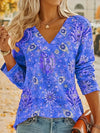 Damen boho style shirt - elegante gemusterte langarmbluse