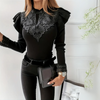 Langarm damenbluse - elegante bluse mit spitzen-details