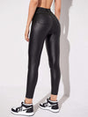 Schwarze high-waist skinny jeans - trendige damen trousers aus kunstleder