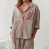 2-teiligs Loungewear-Set – Damen-Pyjama mit karierten Details