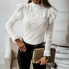 Langarm damenbluse - elegante bluse mit spitzen-details