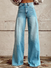 Weite jeans - stylische hochgeschnittene damen-denimhosen