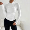 Langärmliger wickelbluse - elegante damen raffung bluse