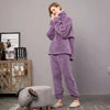 2-teiliges fleece-loungewear-set - gemütliches damenpyjama-set