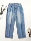 Hellblaue denim-jeans - trendige damen hose mit knopfverschluss