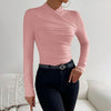 Langärmliger wickelbluse - elegante damen raffung bluse