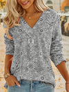 Damen boho style shirt - elegante gemusterte langarmbluse