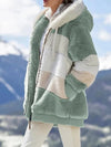 Oversize sherpa jacke für damen – gestreifte winterjacke mit reißverschluss