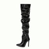 Lange stiefel - stylische damen faux-latex absatzschuhe