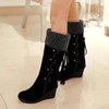 Knielange wedge-stiefel - kuschelige winter-schuhe für damen