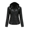 Damen lederjacke mit kapuze - stylische schwarze zip-jacke