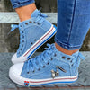 Blaue high-top denim sneakers – trendige damenschuhe