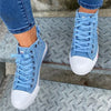 Blaue high-top denim sneakers – trendige damenschuhe