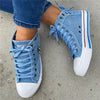 Blaue high-top denim sneakers – trendige damenschuhe