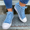 Blaue high-top denim sneakers – trendige damenschuhe