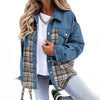 Damen denim shirt jacke - oversized mit lässigem karodetail