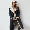 Langer Trenchcoat – Warme Damenjacke mit Shearling-Akzent