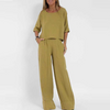 2-teiliger loungewear-anzug - schickes damenoberteil und weite hose