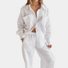 2-teiliges lounge-outfit - strukturiertes schwarzes damen-loungewear