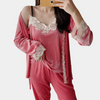 2-teiliges velvet pyjama-set - elegante damen schlafmode