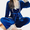 2-teiliges velvet pyjama-set - elegante damen schlafmode