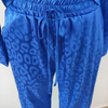 2-teilige loungewear-kombination - stylische damenblau satin-co-ord