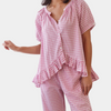 2-teiliger gingham loungewear-anzug – stylisches damenpyjama-set